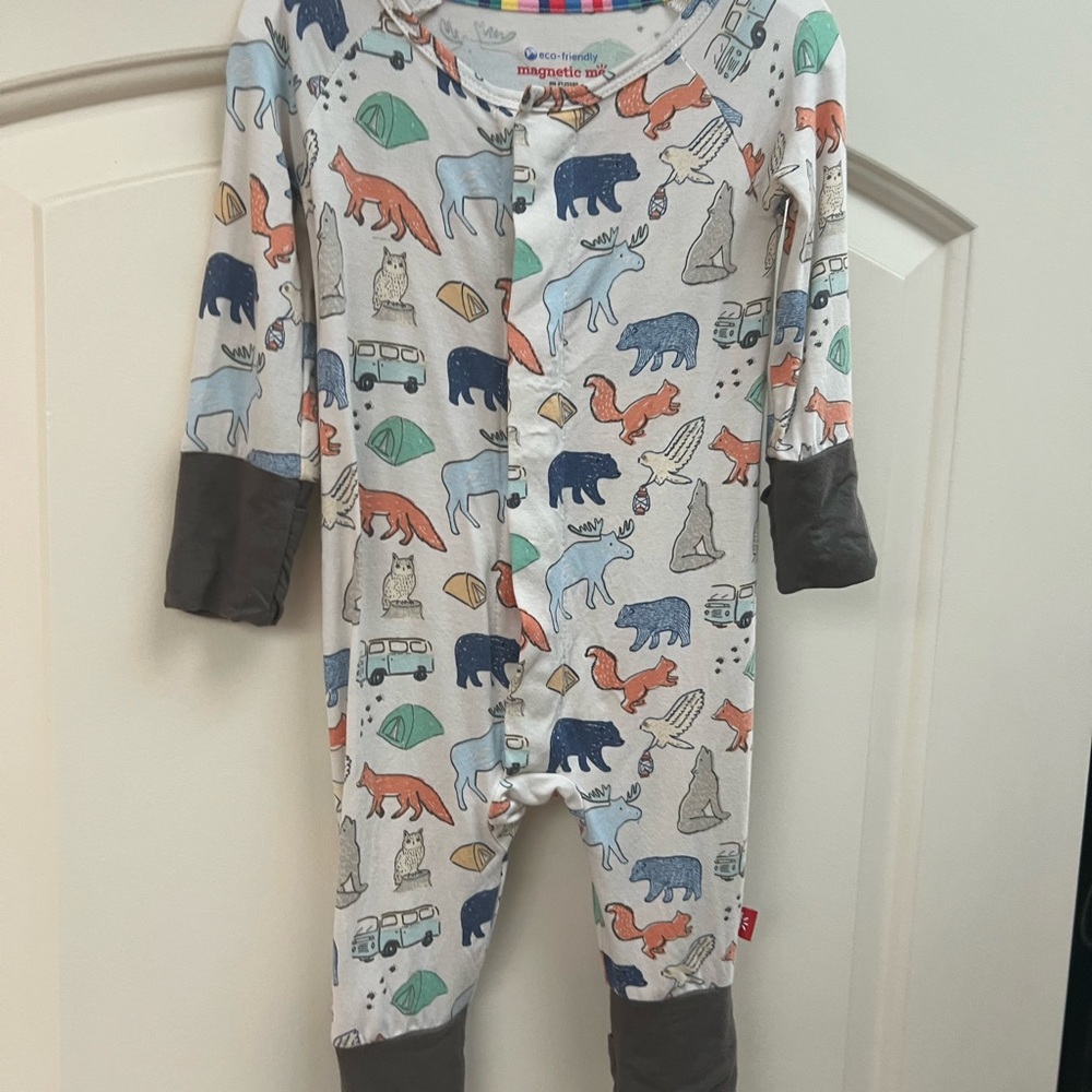Magnetic Me Animal Print Baby Onesie with Gray Accents